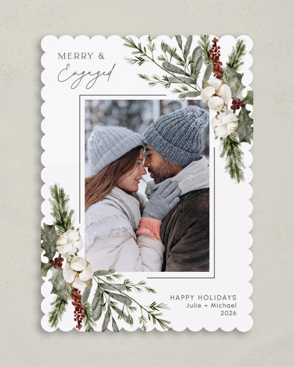 This is a 5" x 7" Christmas Card called The More the Merrier printed in full color on Premium Smooth paper on Premium Smooth paper on Premium Smooth paper