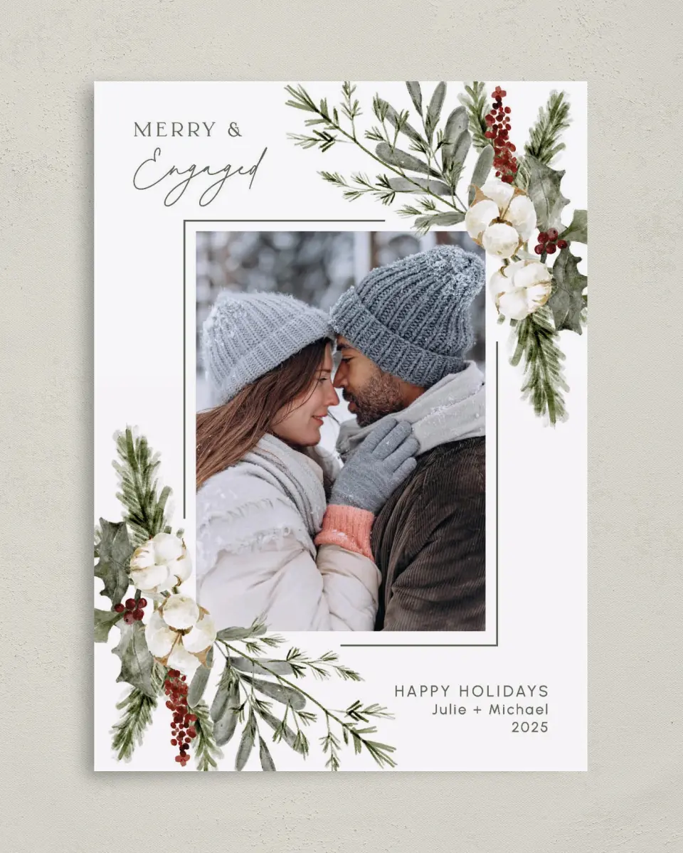 This is a 5" x 7" Christmas Card called The More the Merrier printed in full color on Premium Smooth paper
