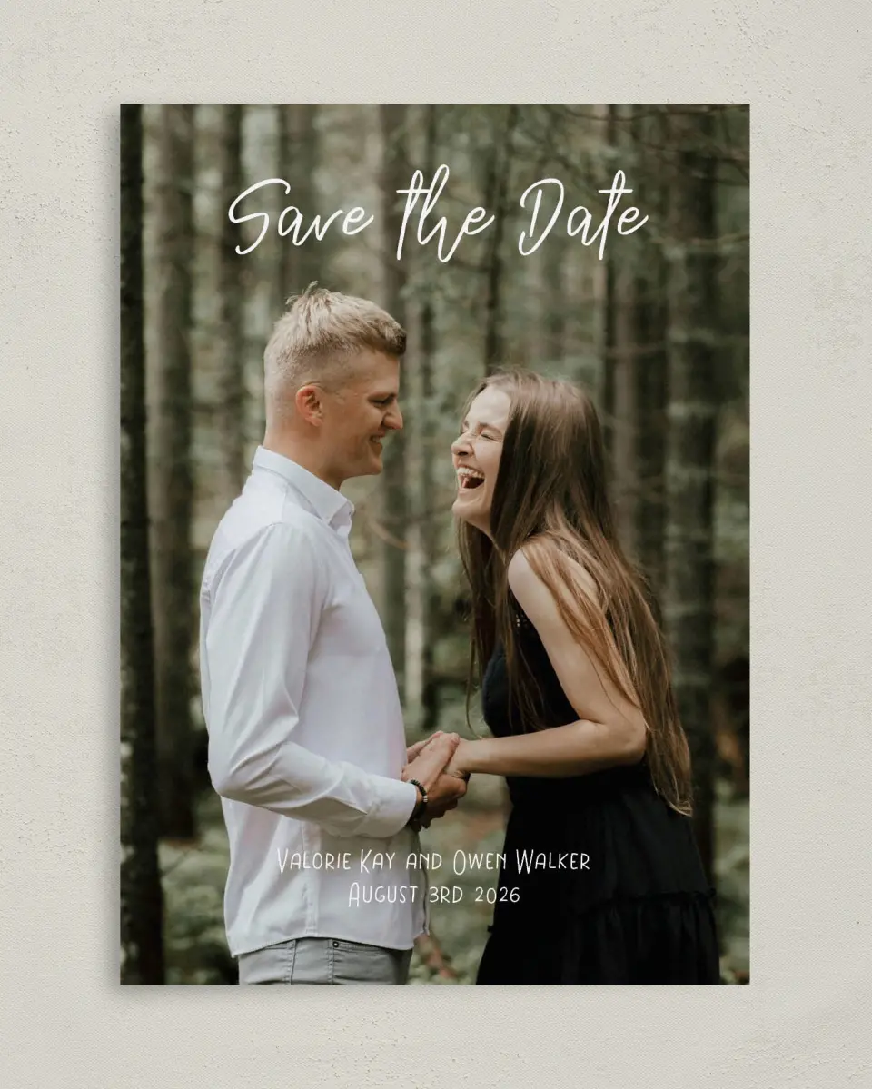 This is a 5" x 7" Save the Date Card called Hopeful Floral printed in full color on Premium Smooth paper