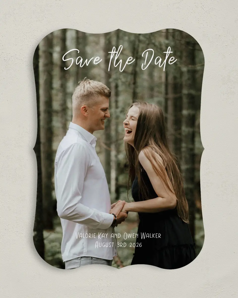 This is a 5" x 7" Save the Date Card called Hopeful Floral printed in full color on Premium Smooth paper