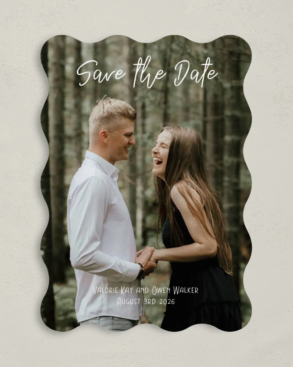 This is a 5" x 7" Save the Date Card called Hopeful Floral printed in full color on Premium Smooth paper