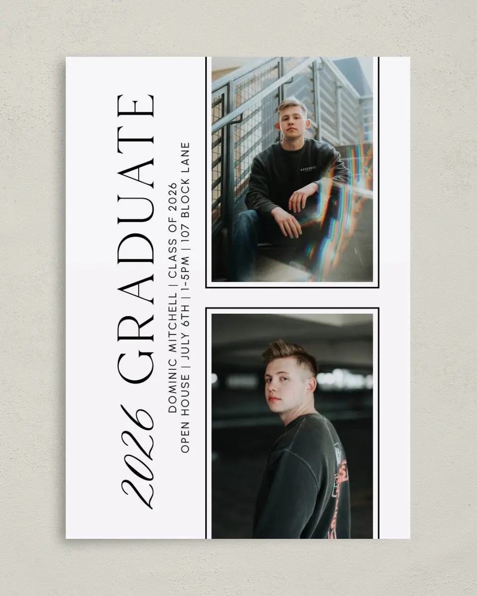 This is a 5" x 7" Graduation Announcement Card called Sophisticated Senior printed in full color on Premium Smooth paper