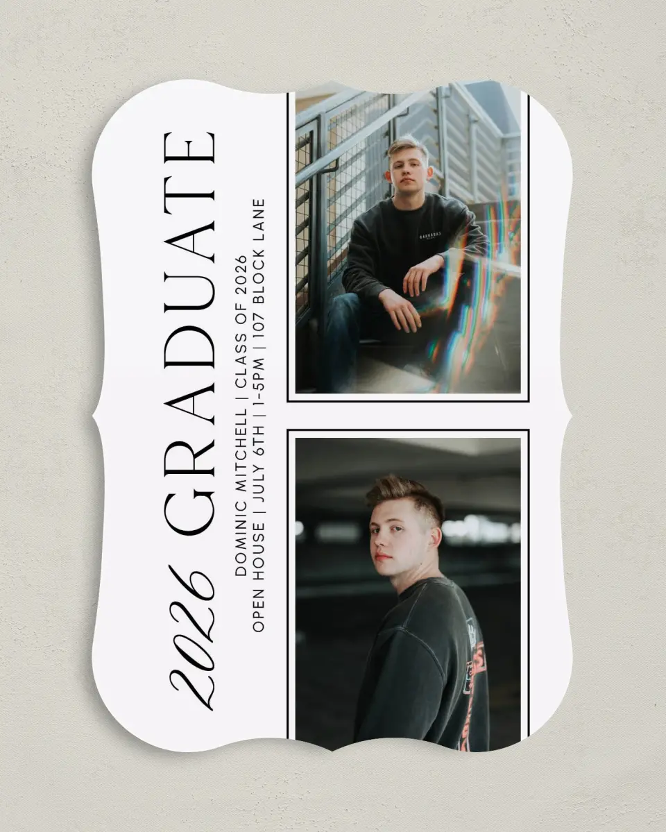 This is a 5" x 7" Graduation Announcement Card called Sophisticated Senior printed in full color on Premium Smooth paper