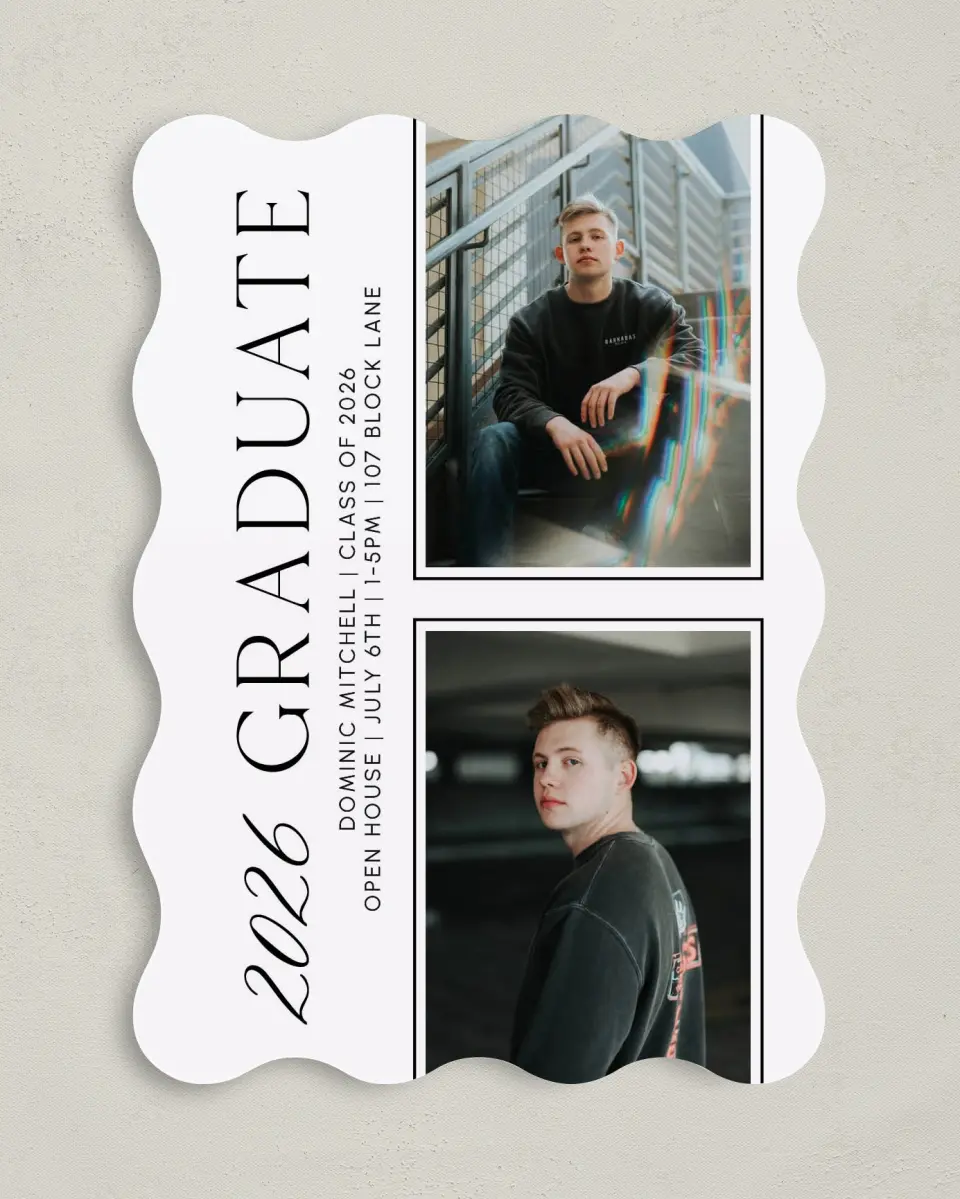 This is a 5" x 7" Graduation Announcement Card called Sophisticated Senior printed in full color on Premium Smooth paper