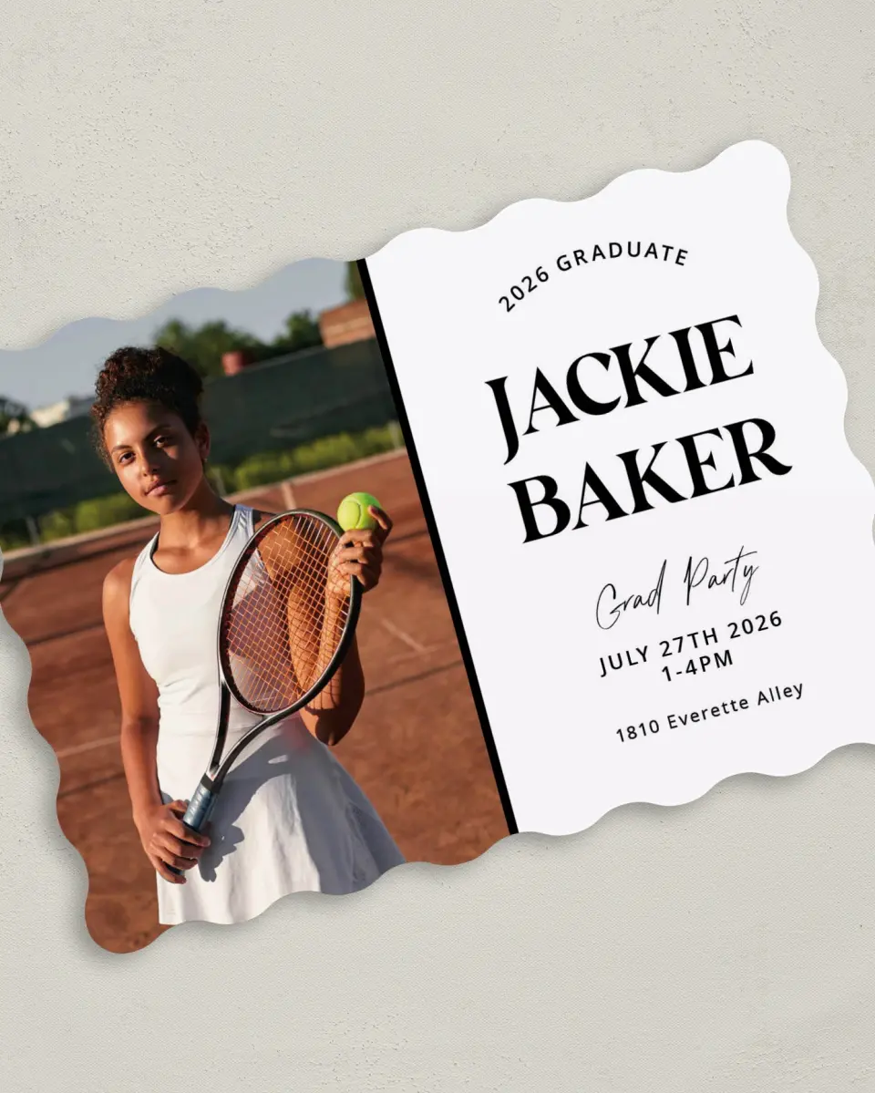 This is a 5" x 7" Graduation Announcement Card called Class Confidence printed in full color on Premium Smooth paper