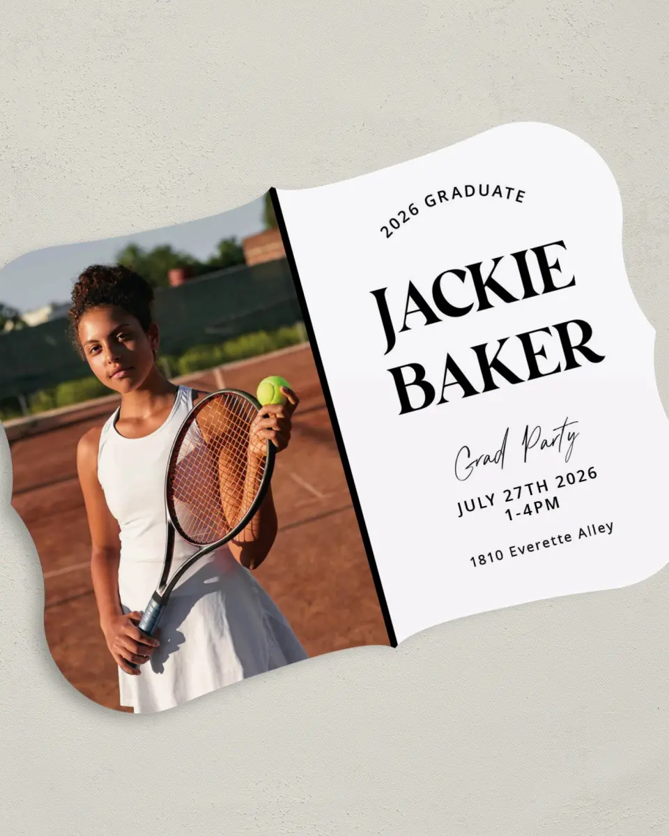 This is a 5" x 7" Graduation Announcement Card called Class Confidence printed in full color on Premium Smooth paper