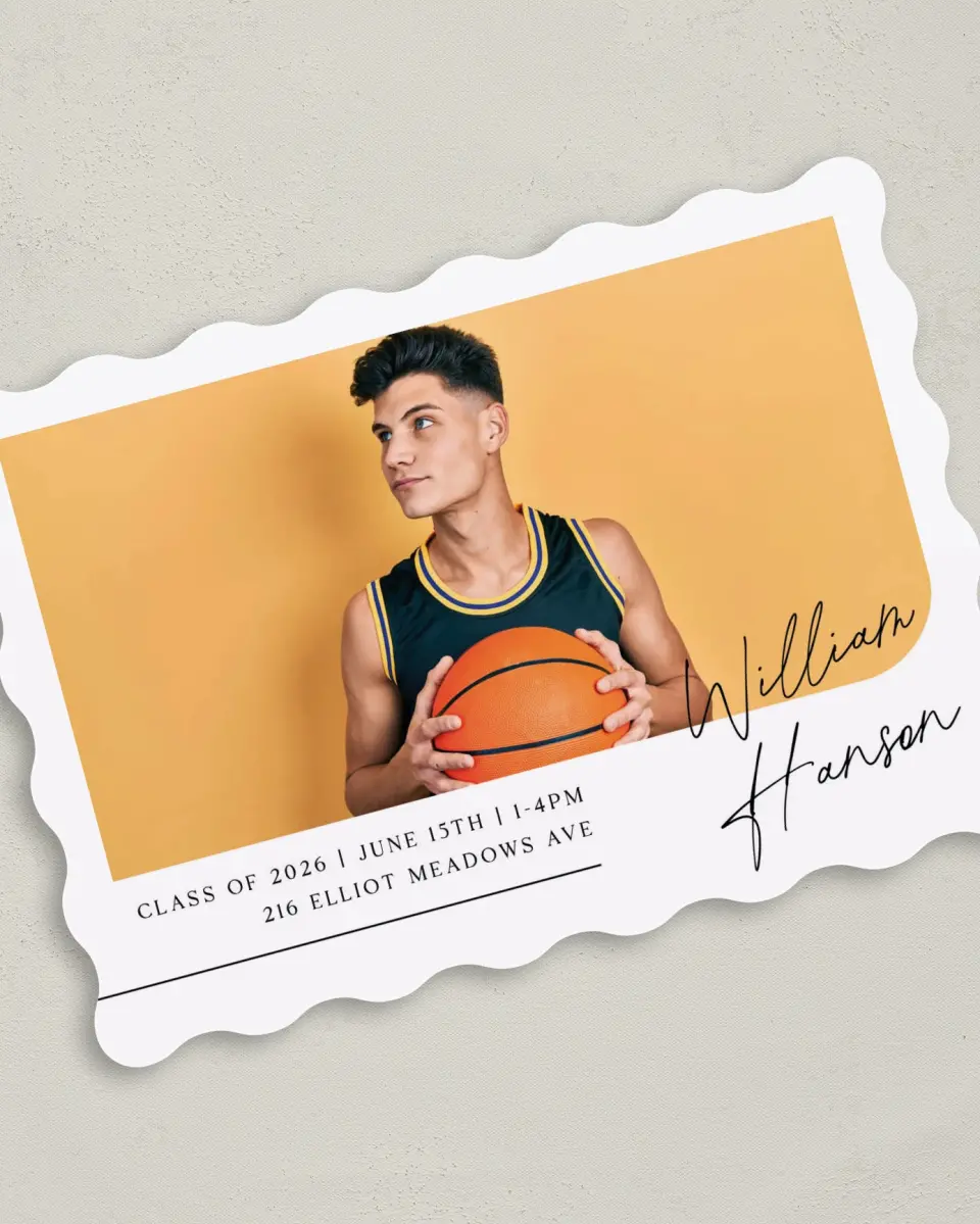This is a 5" x 7" Graduation Announcement Card called Time to Shine printed in full color on Premium Smooth paper