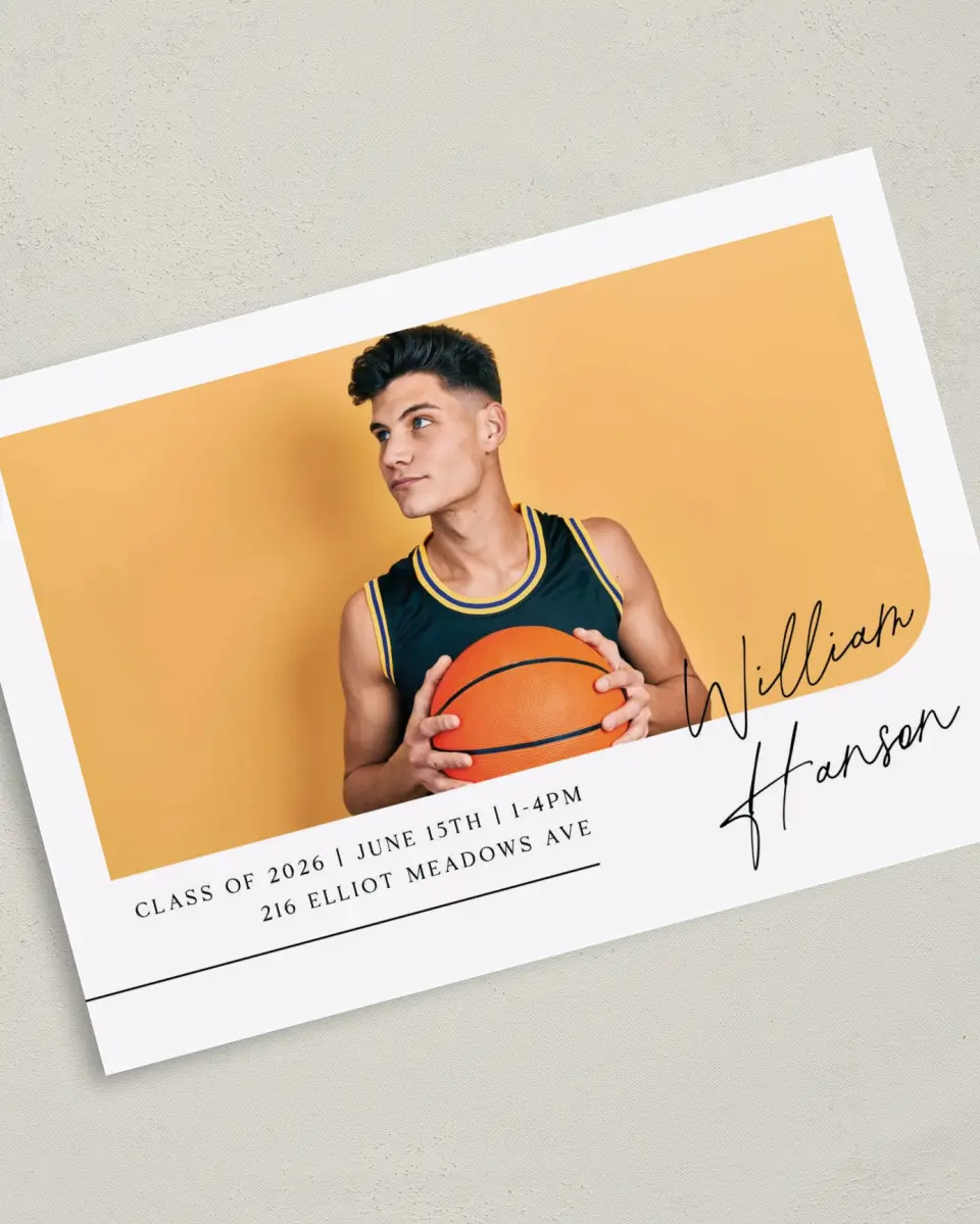 This is a 5" x 7" Graduation Announcement Card called Time to Shine printed in full color on Premium Smooth paper