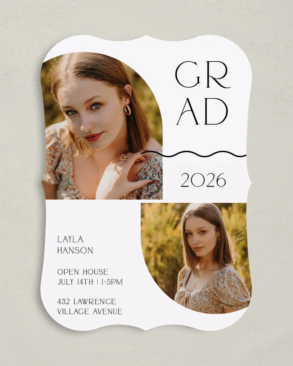 This is a 5" x 7" Graduation Announcement Card called Beyond Blessed printed in full color on Premium Smooth paper