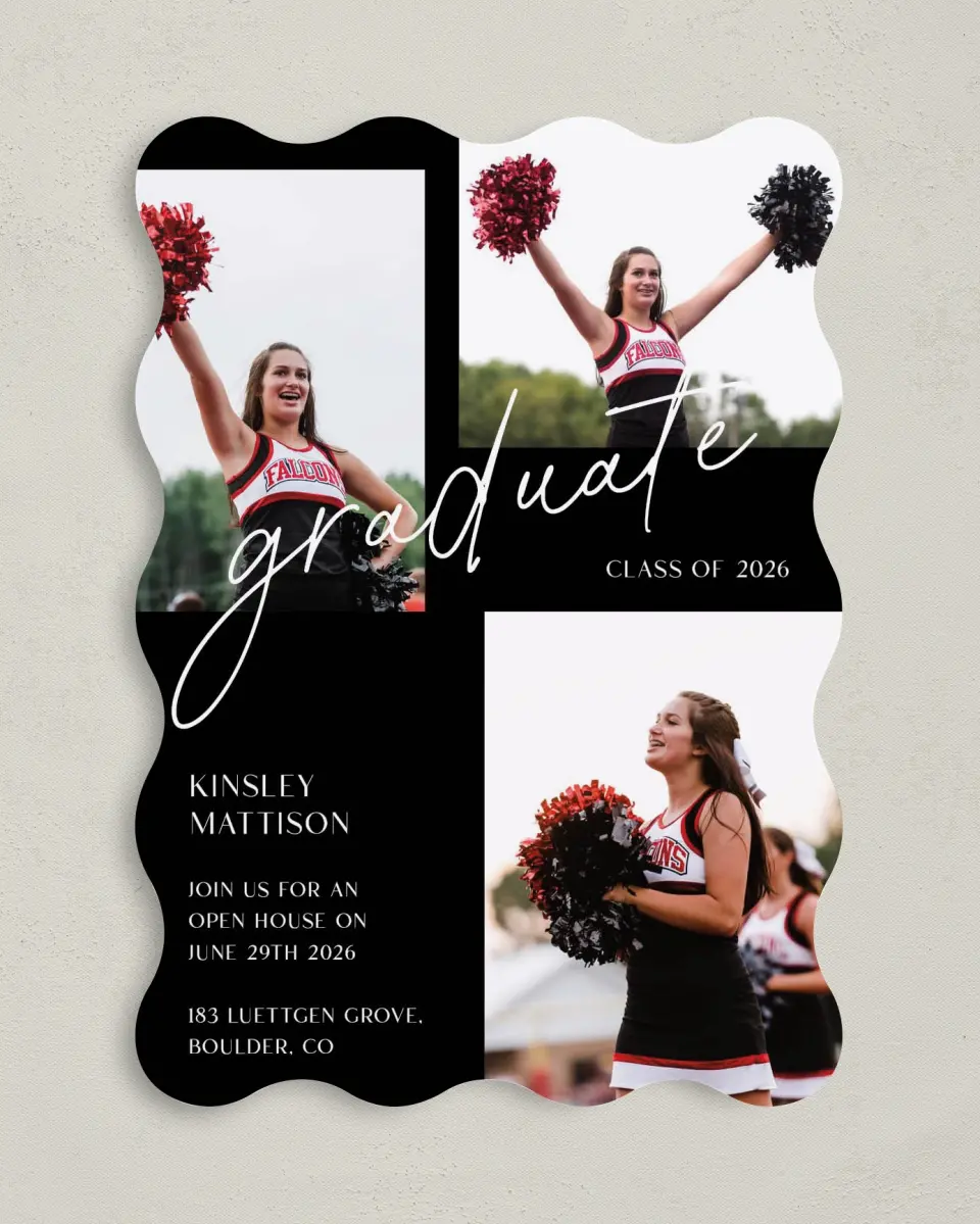 This is a 5" x 7" Graduation Announcement Card called A New Chapter printed in full color on Premium Smooth paper