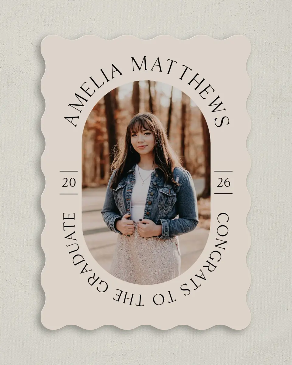 This is a 5" x 7" Graduation Announcement Card called Time To Shine printed in full color on Premium Smooth paper