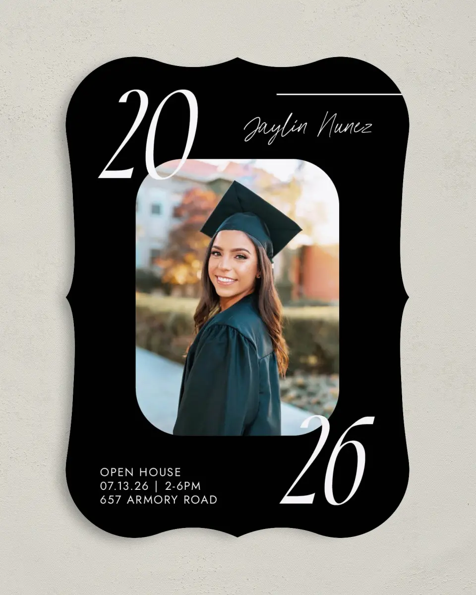 This is a 5" x 7" Graduation Announcement Card called Your Year! printed in full color on Premium Smooth paper