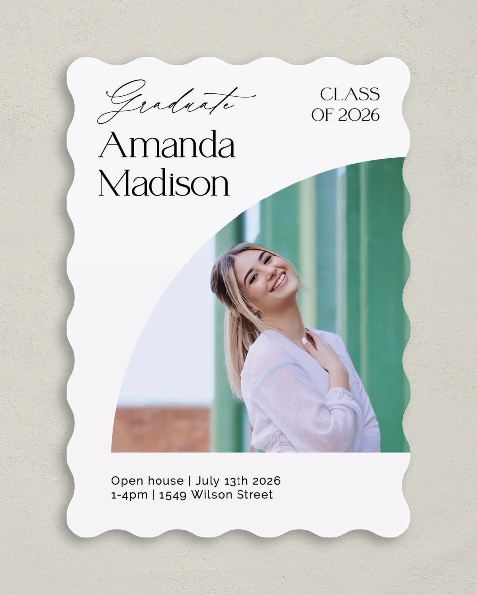 This is a 5" x 7" Graduation Announcement Card called Growing and Glowing printed in full color on Premium Smooth paper