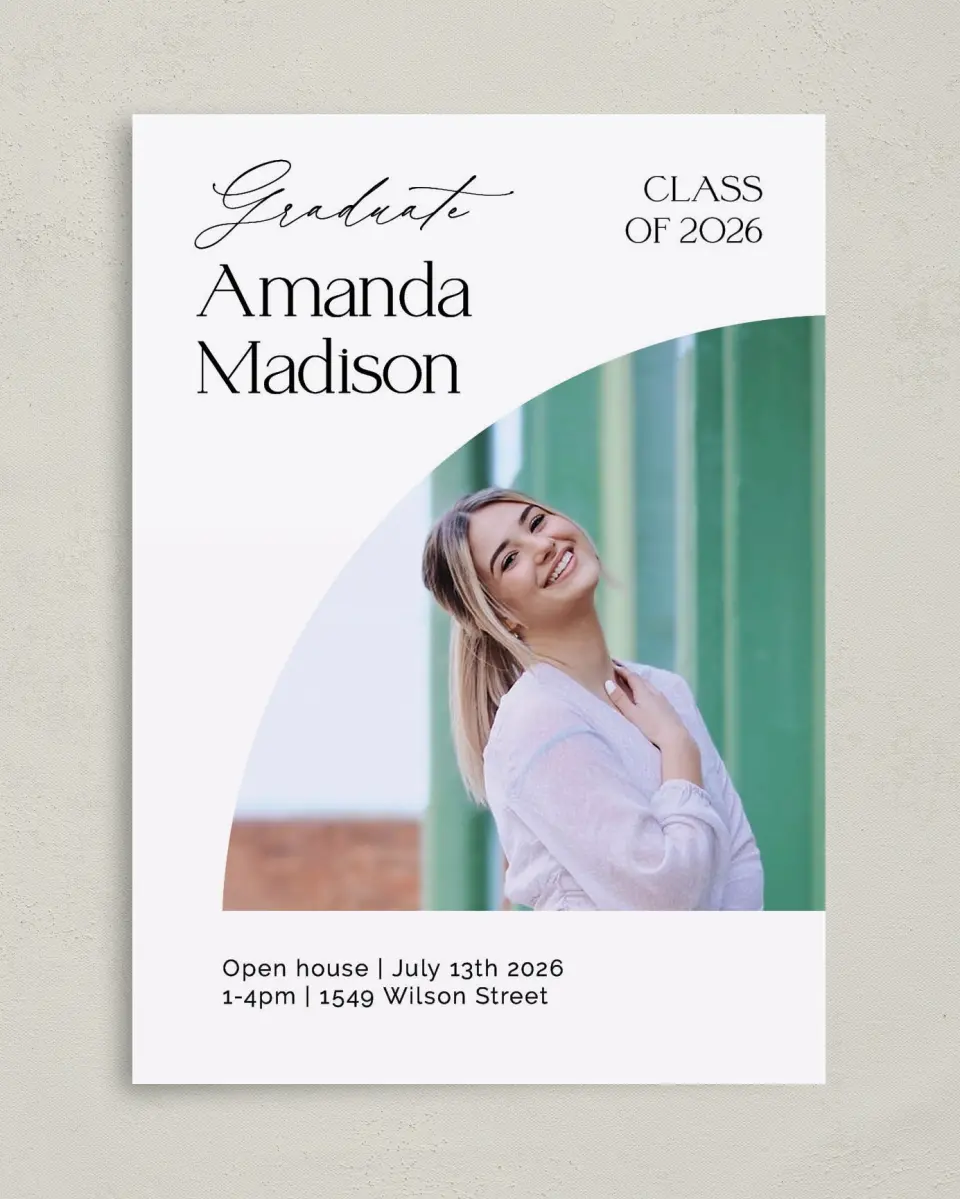 This is a 5" x 7" Graduation Announcement Card called Growing and Glowing printed in full color on Premium Smooth paper