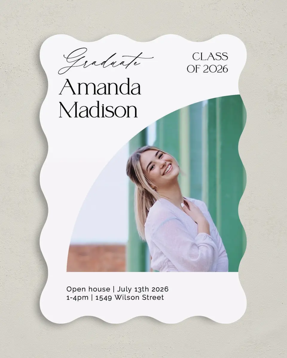 This is a 5" x 7" Graduation Announcement Card called Growing and Glowing printed in full color on Premium Smooth paper