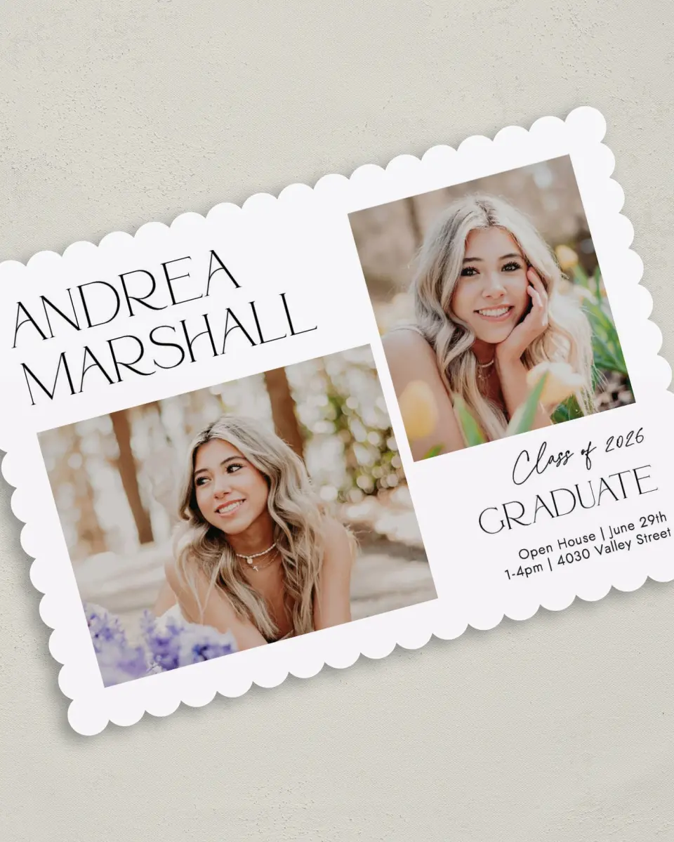 This is a 5" x 7" Graduation Announcement Card called Love This Little Life printed in full color on Premium Smooth paper
