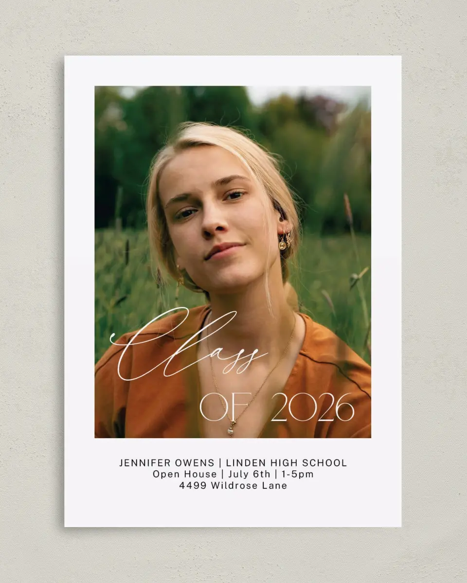 This is a 5" x 7" Graduation Announcement Card called Future Is Now printed in full color on Premium Smooth paper