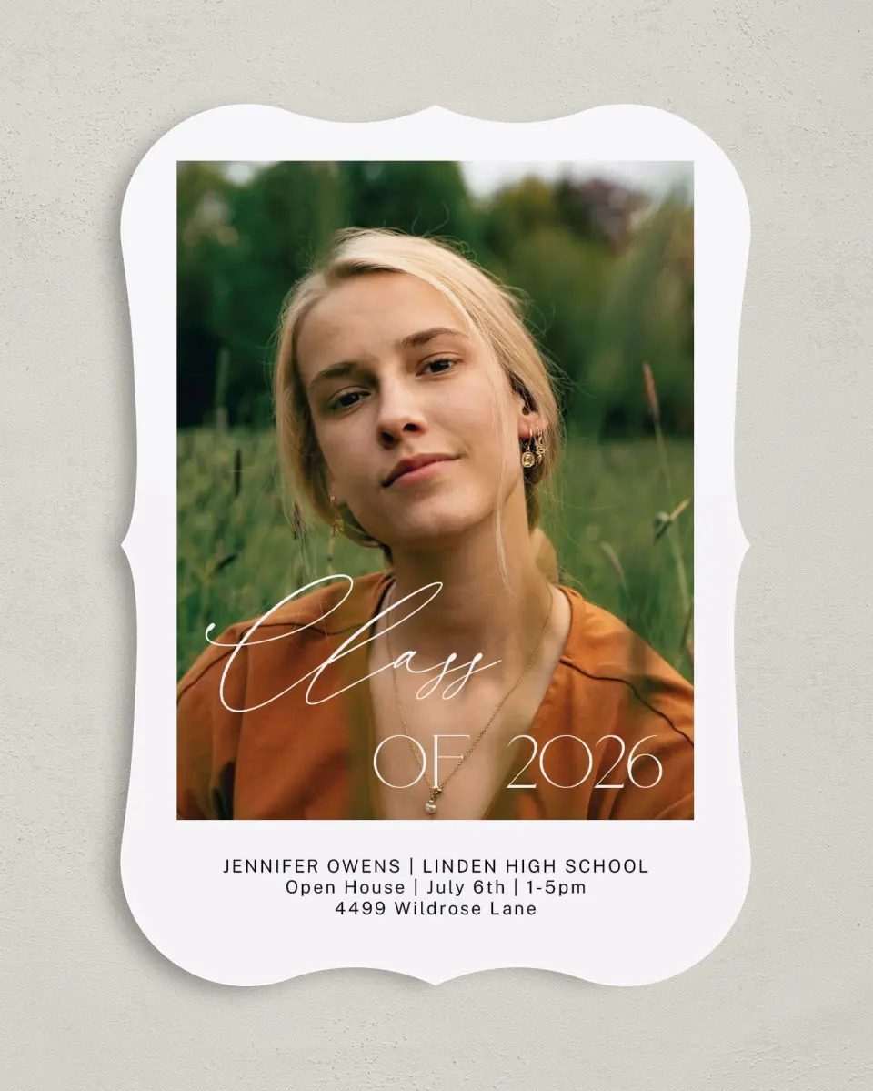 This is a 5" x 7" Graduation Announcement Card called Future Is Now printed in full color on Premium Smooth paper