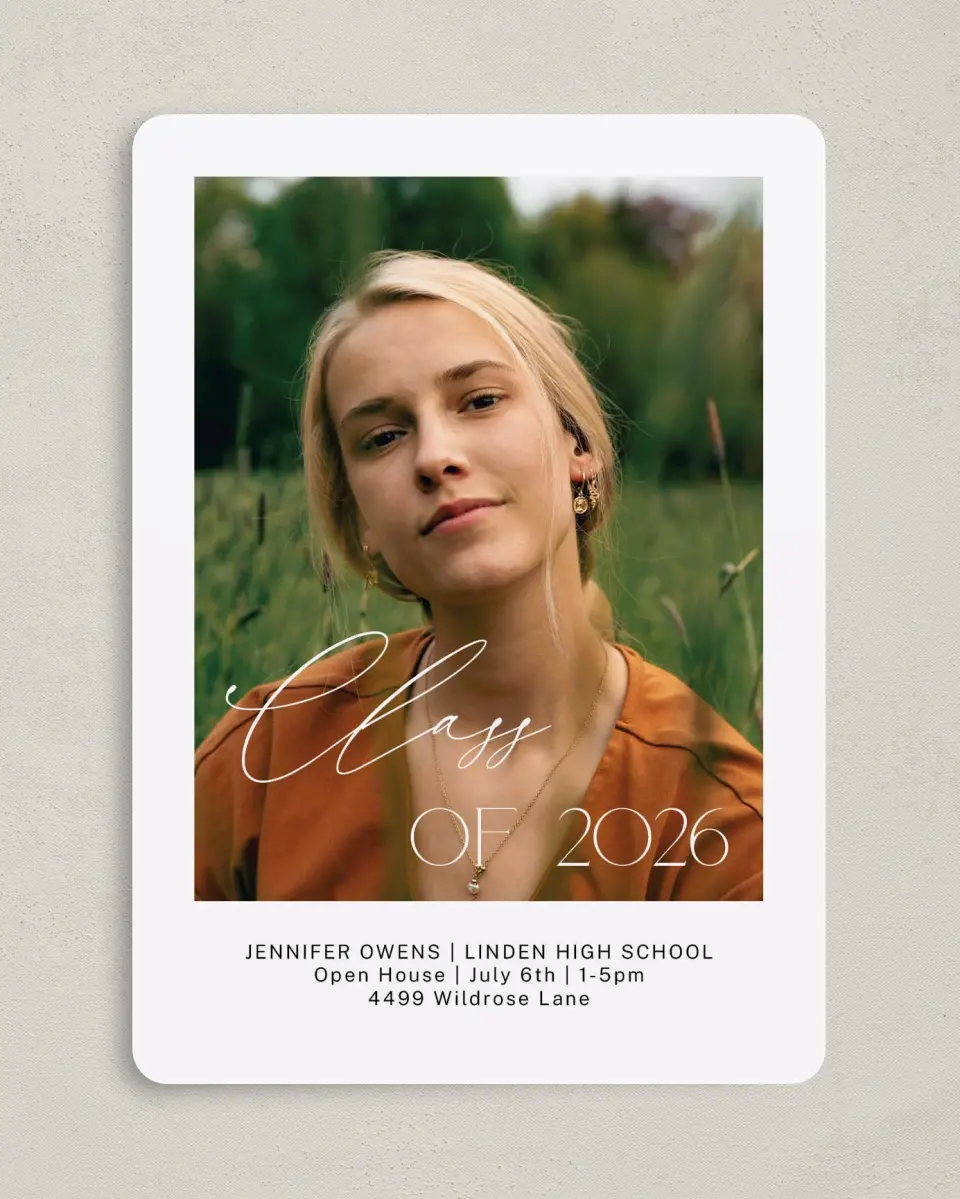 This is a 5" x 7" Graduation Announcement Card called Future Is Now printed in full color on Premium Smooth paper