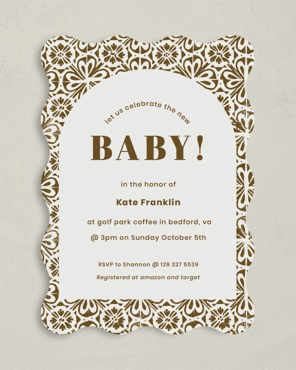 This is a 5" x 7" Baby Shower Invitation called Sweet Baby printed in full color on Premium Smooth paper
