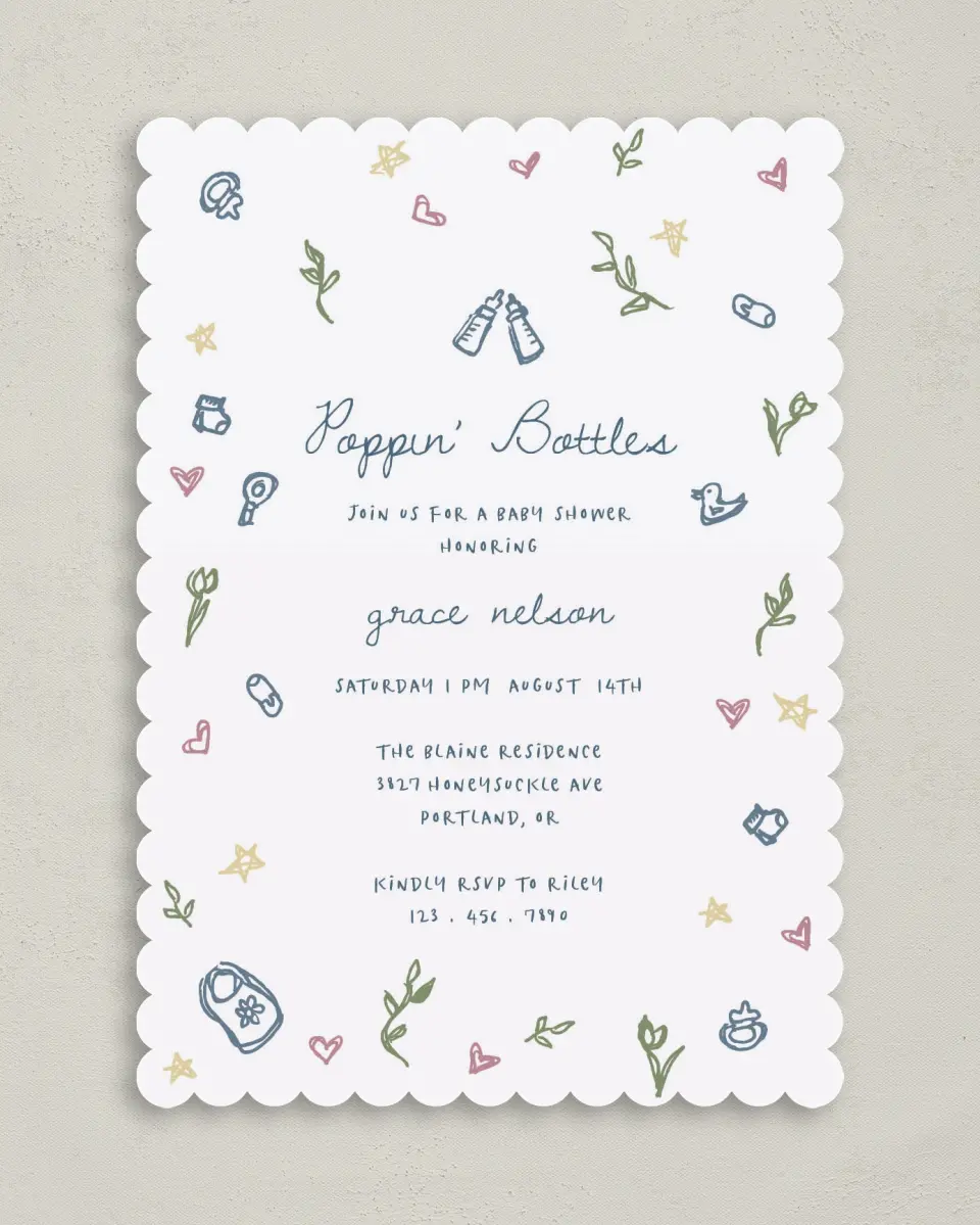 This is a 5" x 7" Baby Shower Invitation called Dainty Delight printed in full color on Premium Smooth paper