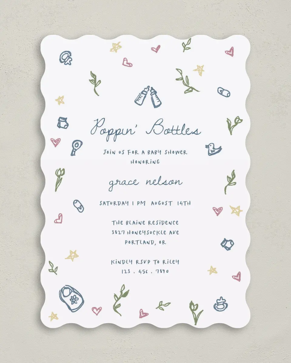 This is a 5" x 7" Baby Shower Invitation called Dainty Delight printed in full color on Premium Smooth paper
