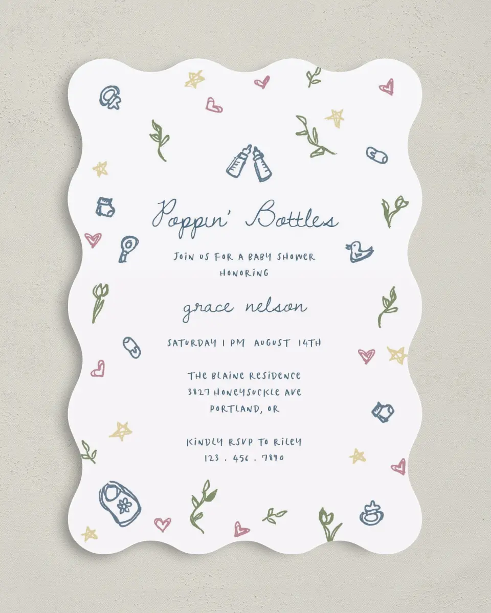 This is a 5" x 7" Baby Shower Invitation called Dainty Delight printed in full color on Premium Smooth paper