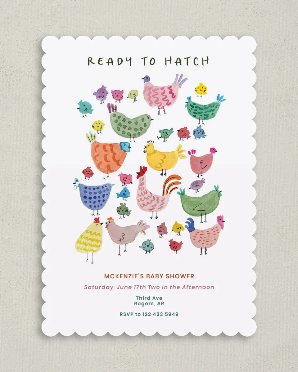 This is a 5" x 7" Baby Shower Invitation called Little Chickadee printed in full color on Premium Smooth paper