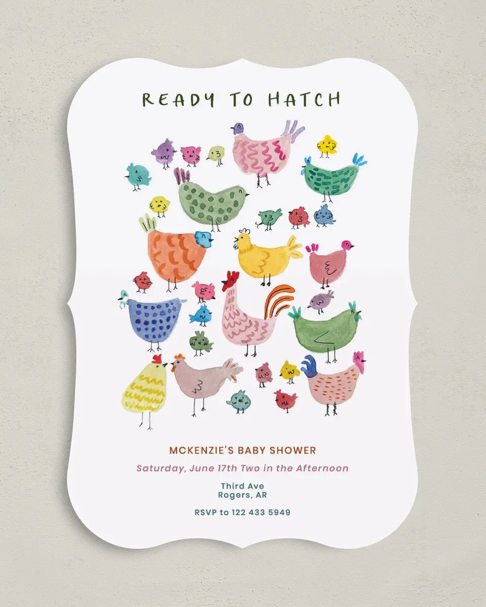 This is a 5" x 7" Baby Shower Invitation called Little Chickadee printed in full color on Premium Smooth paper