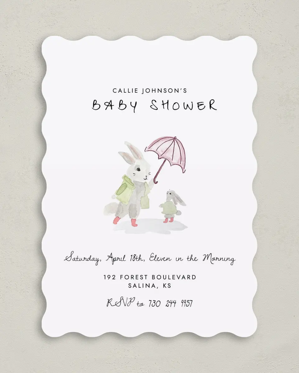 This is a 5" x 7" Baby Shower Invitation called Shower Wishes printed in full color on Premium Smooth paper