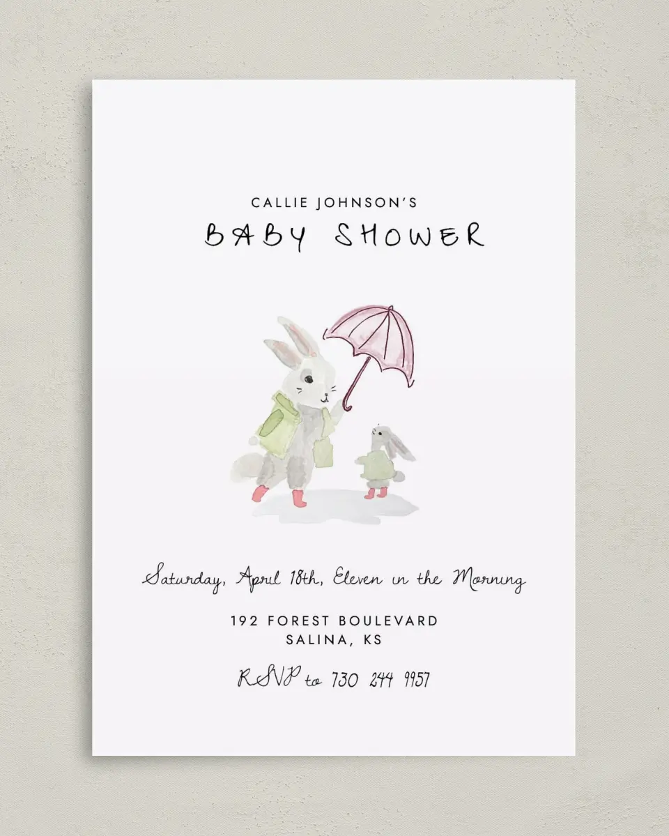 This is a 5" x 7" Baby Shower Invitation called Shower Wishes printed in full color on Premium Smooth paper