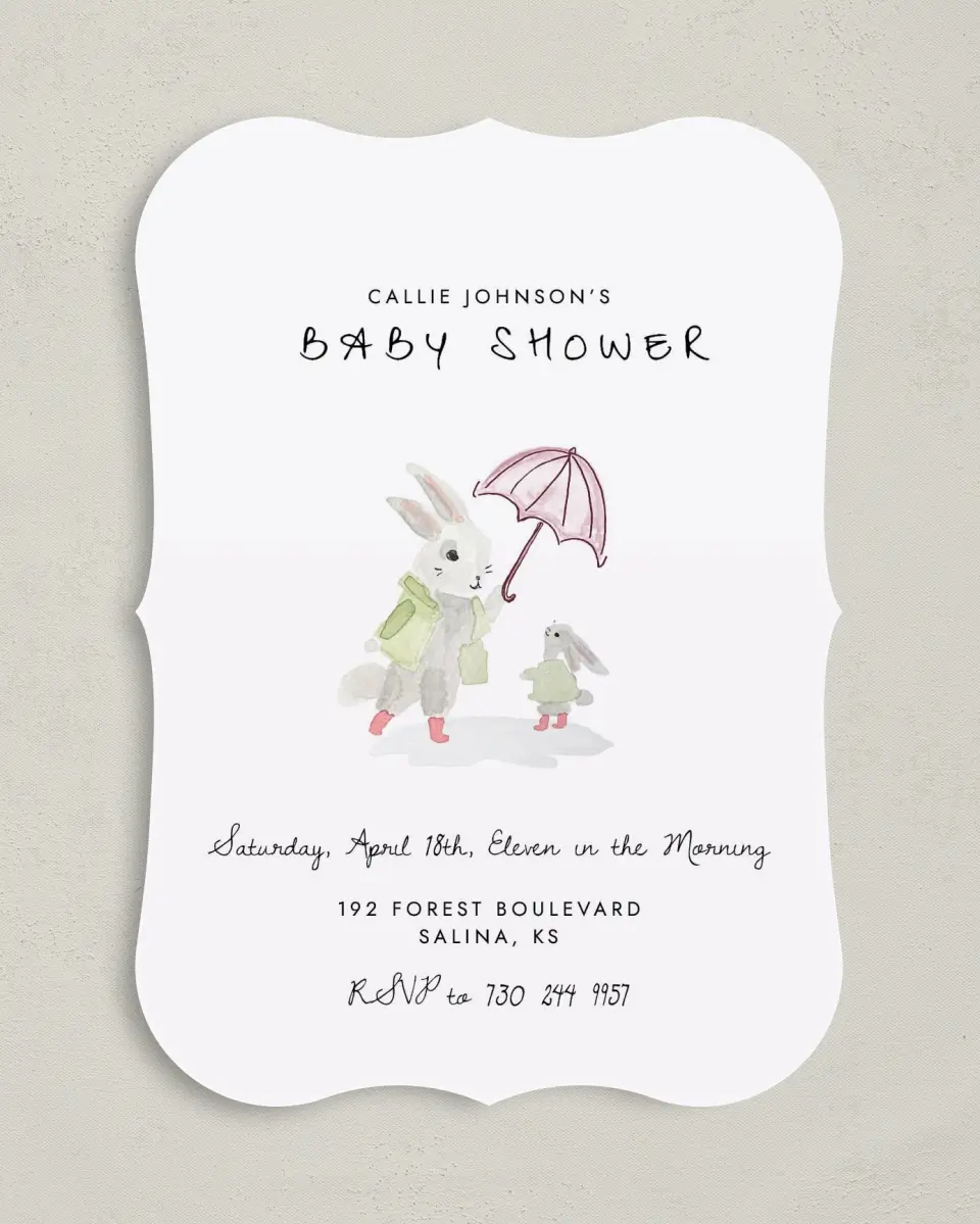 This is a 5" x 7" Baby Shower Invitation called Shower Wishes printed in full color on Premium Smooth paper
