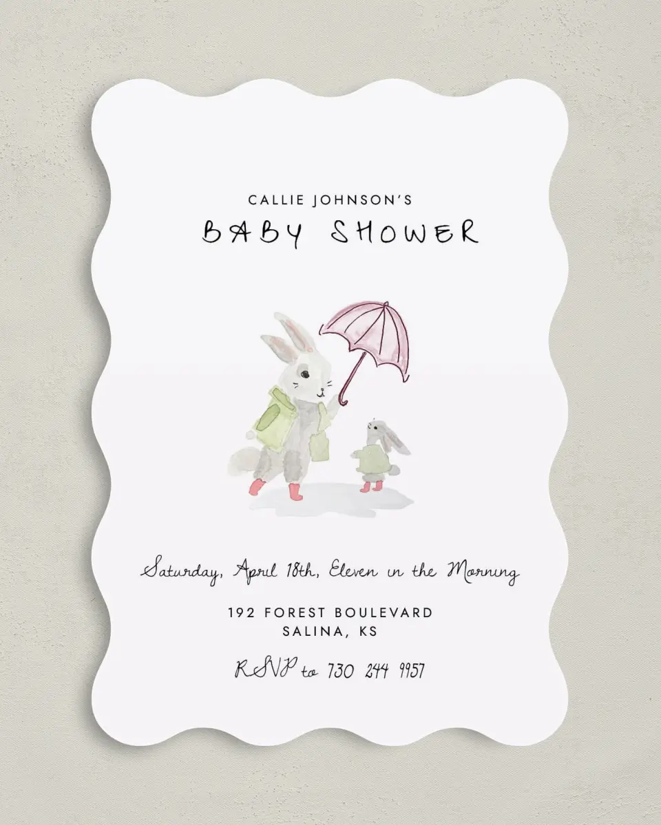 This is a 5" x 7" Baby Shower Invitation called Shower Wishes printed in full color on Premium Smooth paper