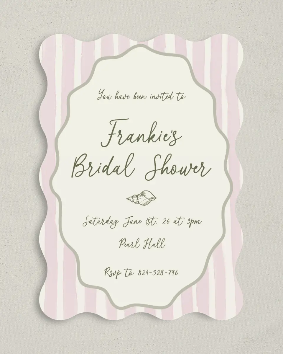 This is a 5" x 7" Bridal Shower Invitation called Coastal Charm printed in full color on Premium Smooth paper