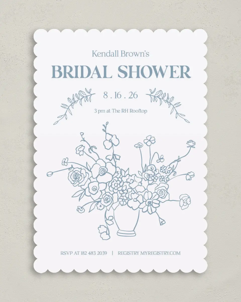 This is a 5" x 7" Bridal Shower Invitation called Bring the Blooms printed in full color on Premium Smooth paper