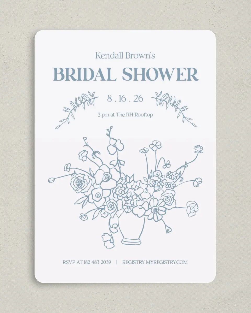 This is a 5" x 7" Bridal Shower Invitation called Bring the Blooms printed in full color on Premium Smooth paper