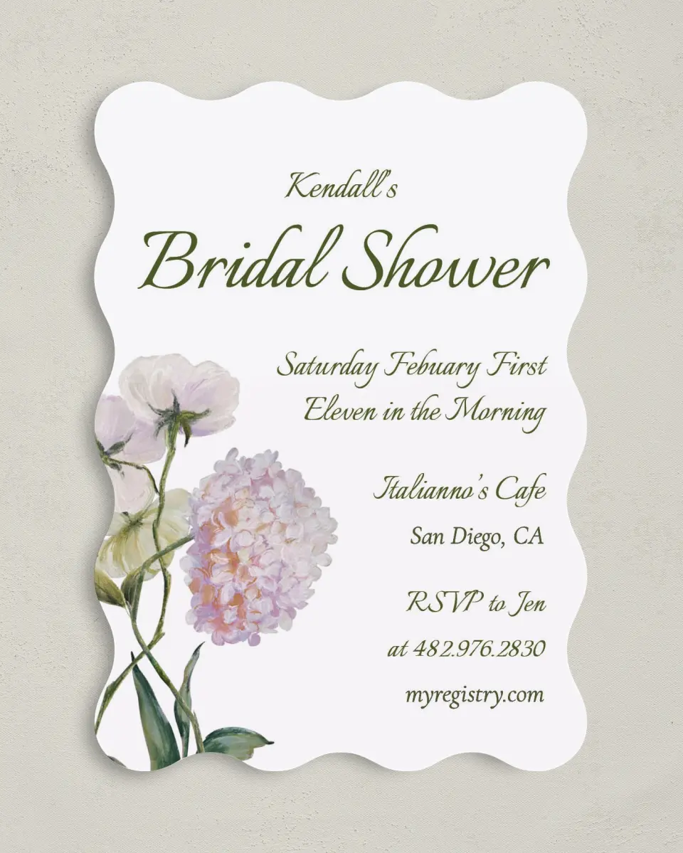 This is a 5" x 7" Bridal Shower Invitation called East Coast Bride printed in full color with Gold foil on Luxe Satin (coated) paper