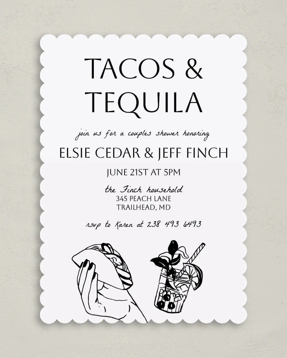This is a 5" x 7" Bridal Shower Invitation called Click Your Drink printed in full color on Premium Smooth paper