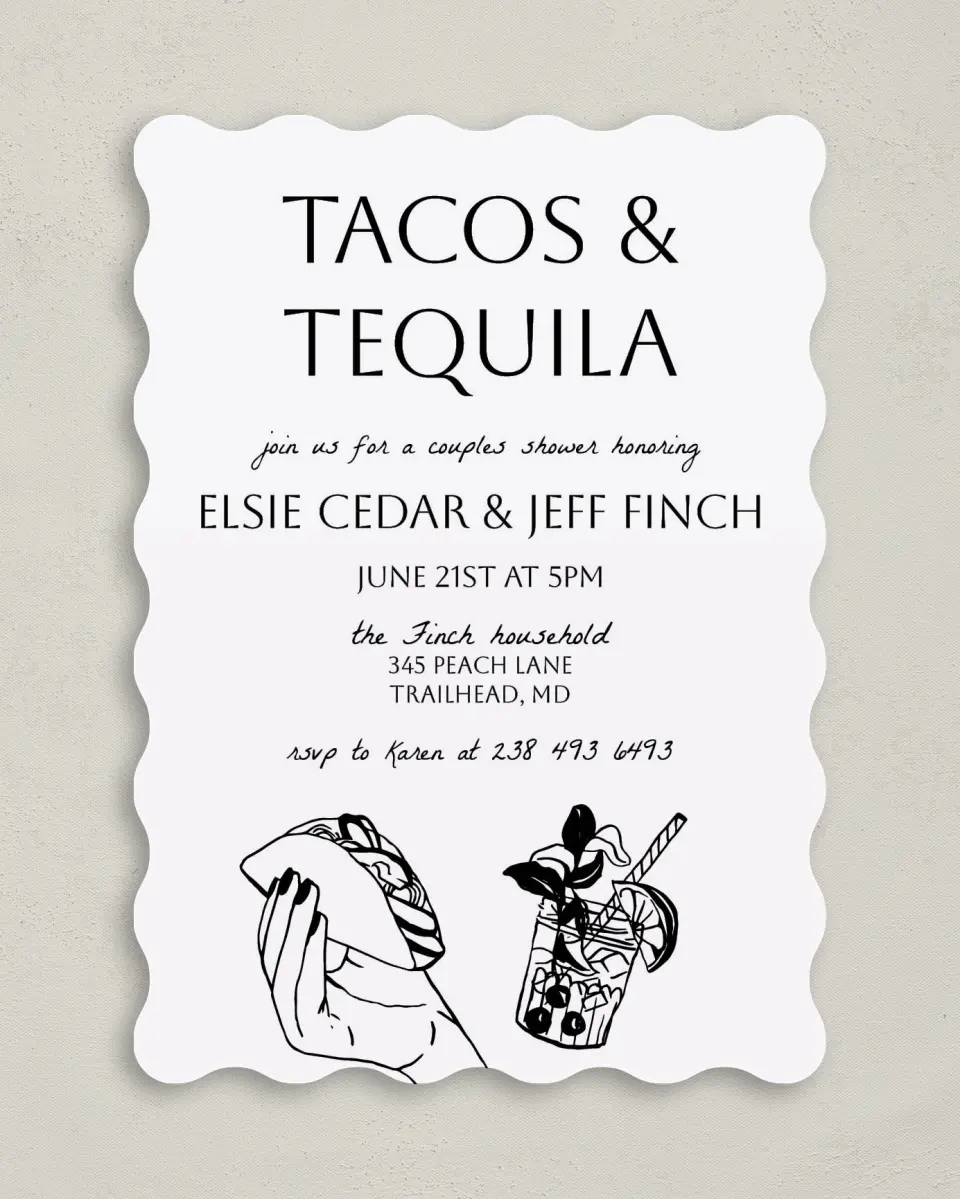 This is a 5" x 7" Bridal Shower Invitation called Click Your Drink printed in full color on Premium Smooth paper