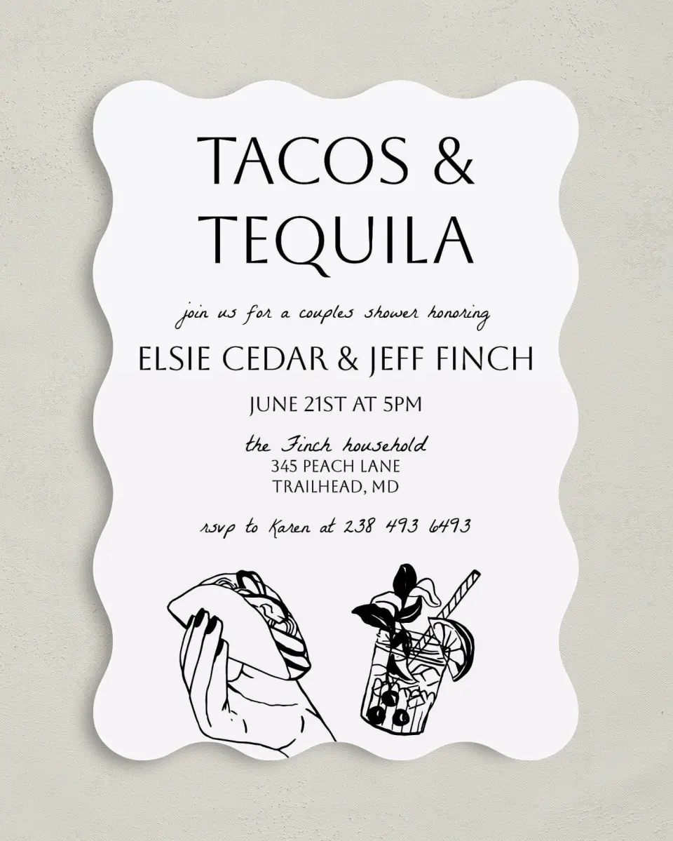 This is a 5" x 7" Bridal Shower Invitation called Click Your Drink printed in full color on Premium Smooth paper