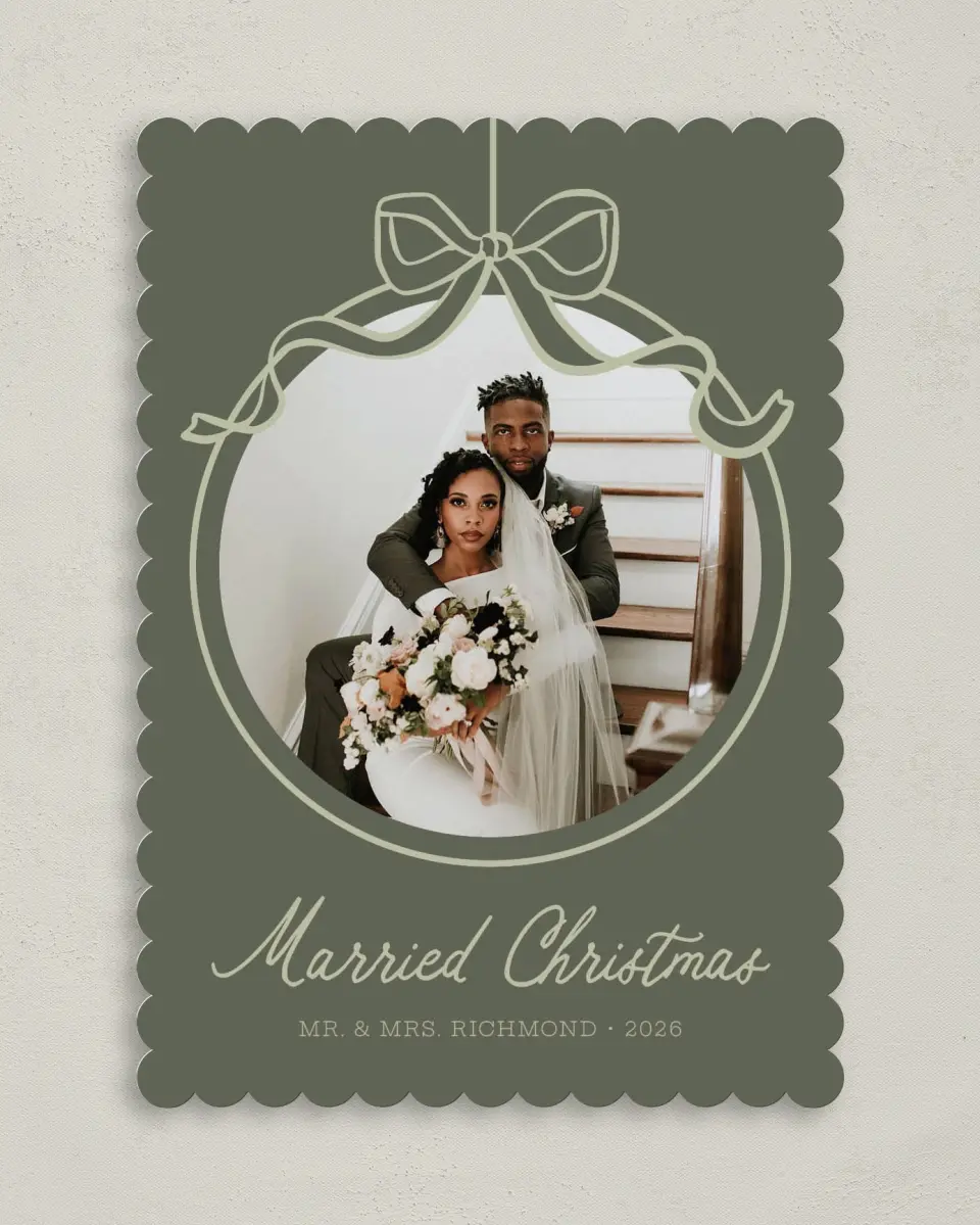 This is a 5" x 7" Christmas Card called Adorned Ornament printed in full color on Premium Smooth paper on Premium Smooth paper on Premium Smooth paper