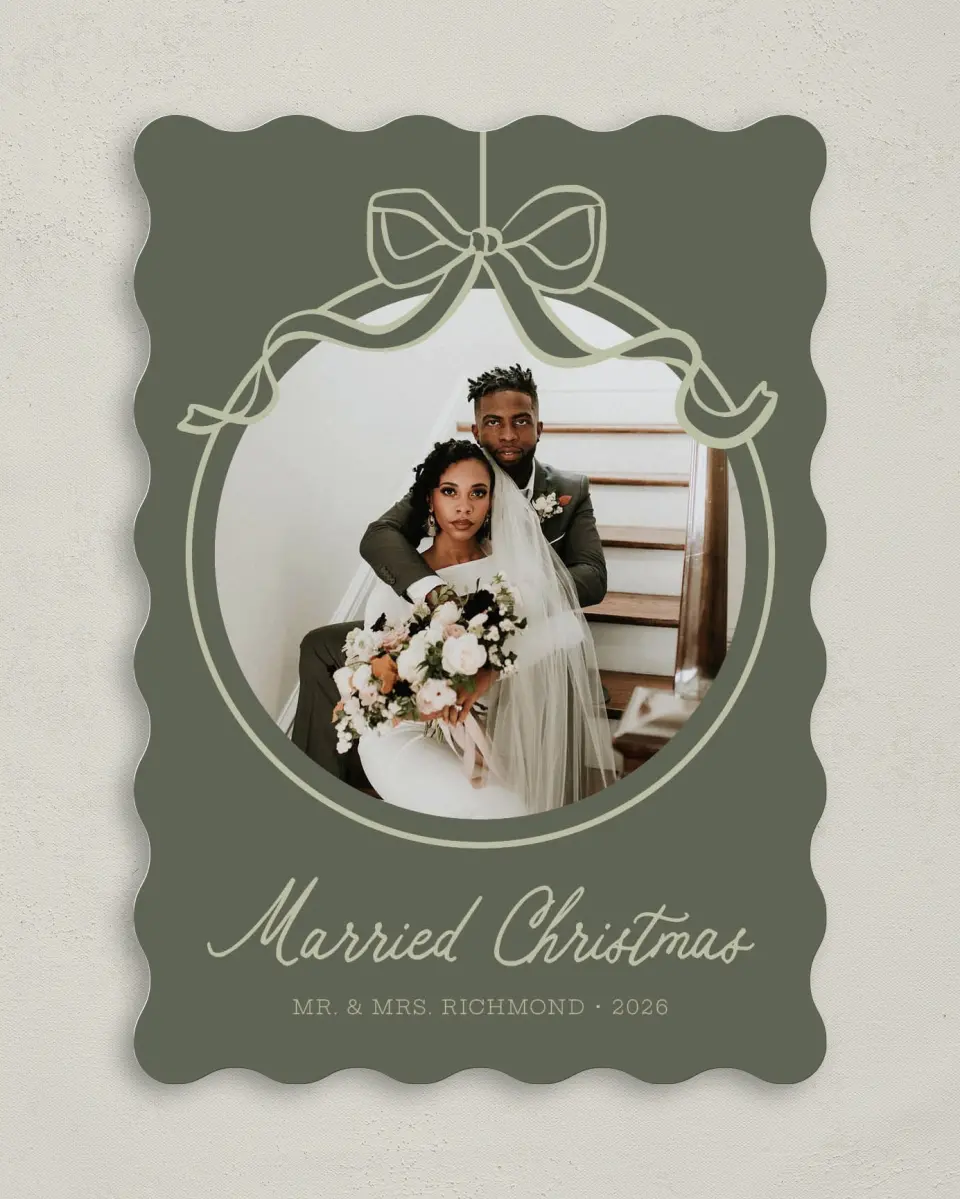 This is a 5" x 7" Christmas Card called Adorned Ornament printed in full color on Premium Smooth paper