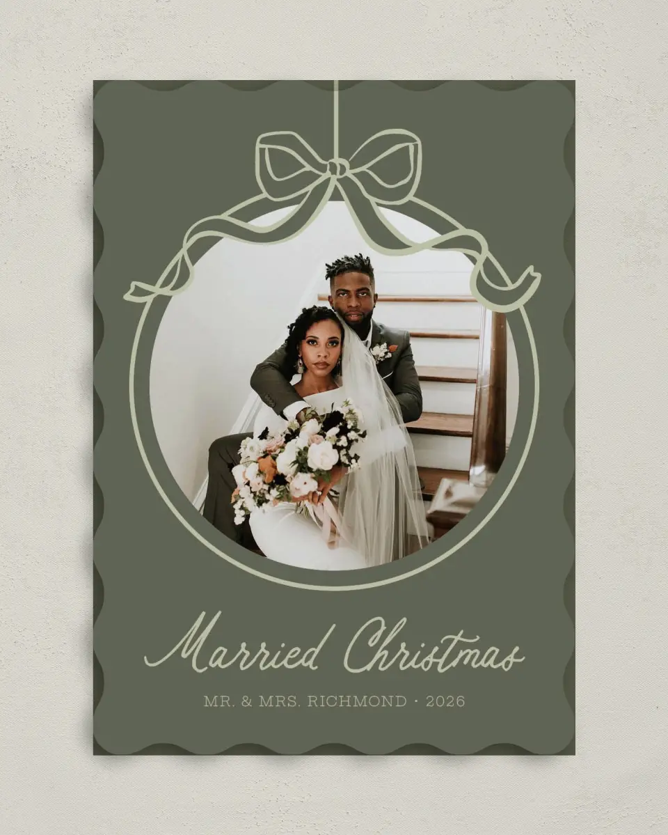 This is a 5" x 7" Christmas Card called Adorned Ornament printed in full color on Premium Smooth paper