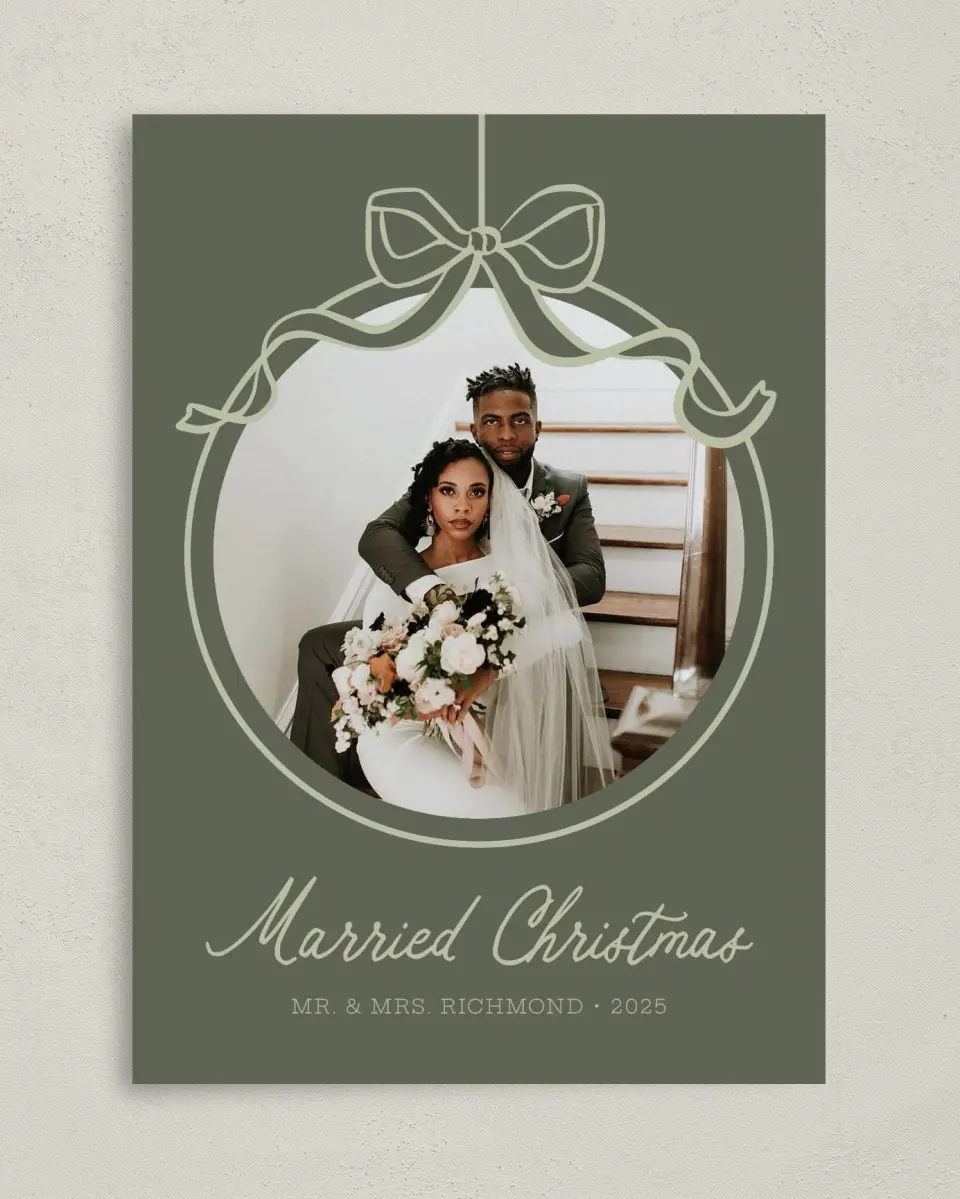 This is a 5" x 7" Christmas Card called Adorned Ornament printed in full color on Premium Smooth paper