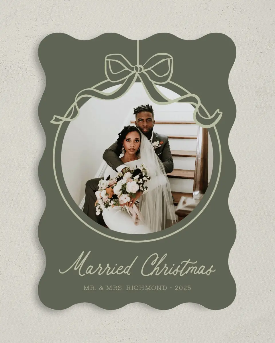 This is a 5" x 7" Christmas Card called Adorned Ornament printed in full color on Premium Smooth paper