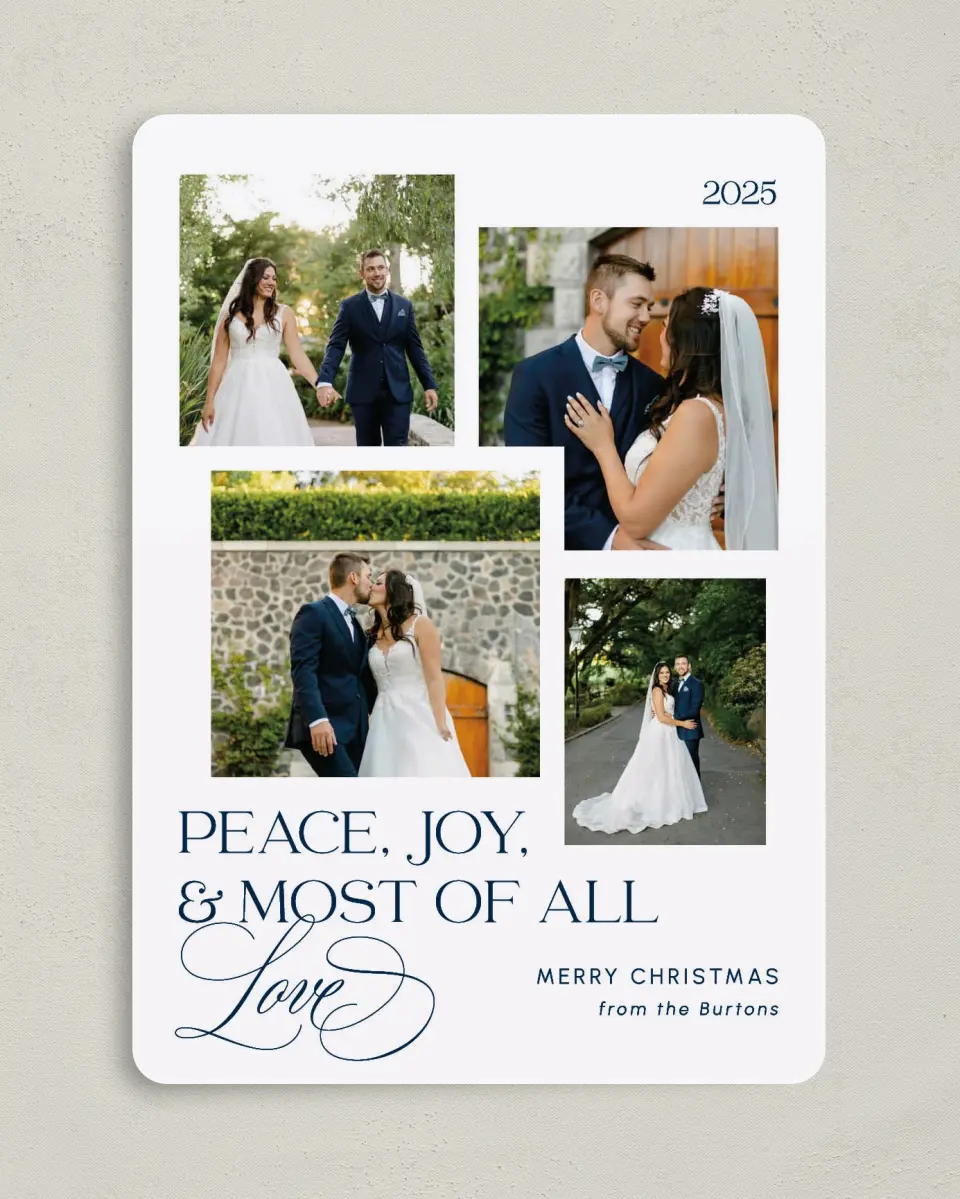 This is a 5" x 7" Christmas Card called Lavish Love printed in full color on Premium Smooth paper