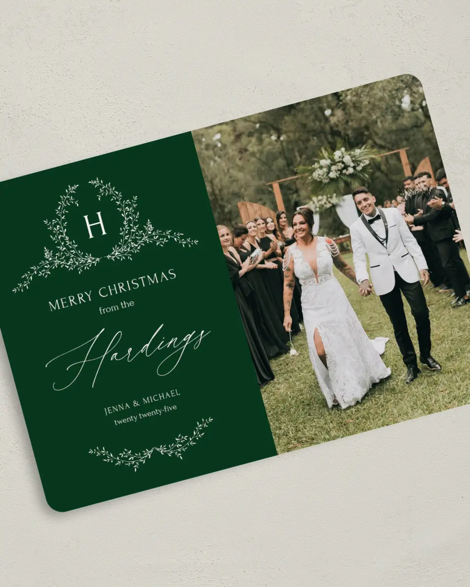 This is a 5" x 7" Christmas Card called Christmas Crest printed in full color on Premium Smooth paper