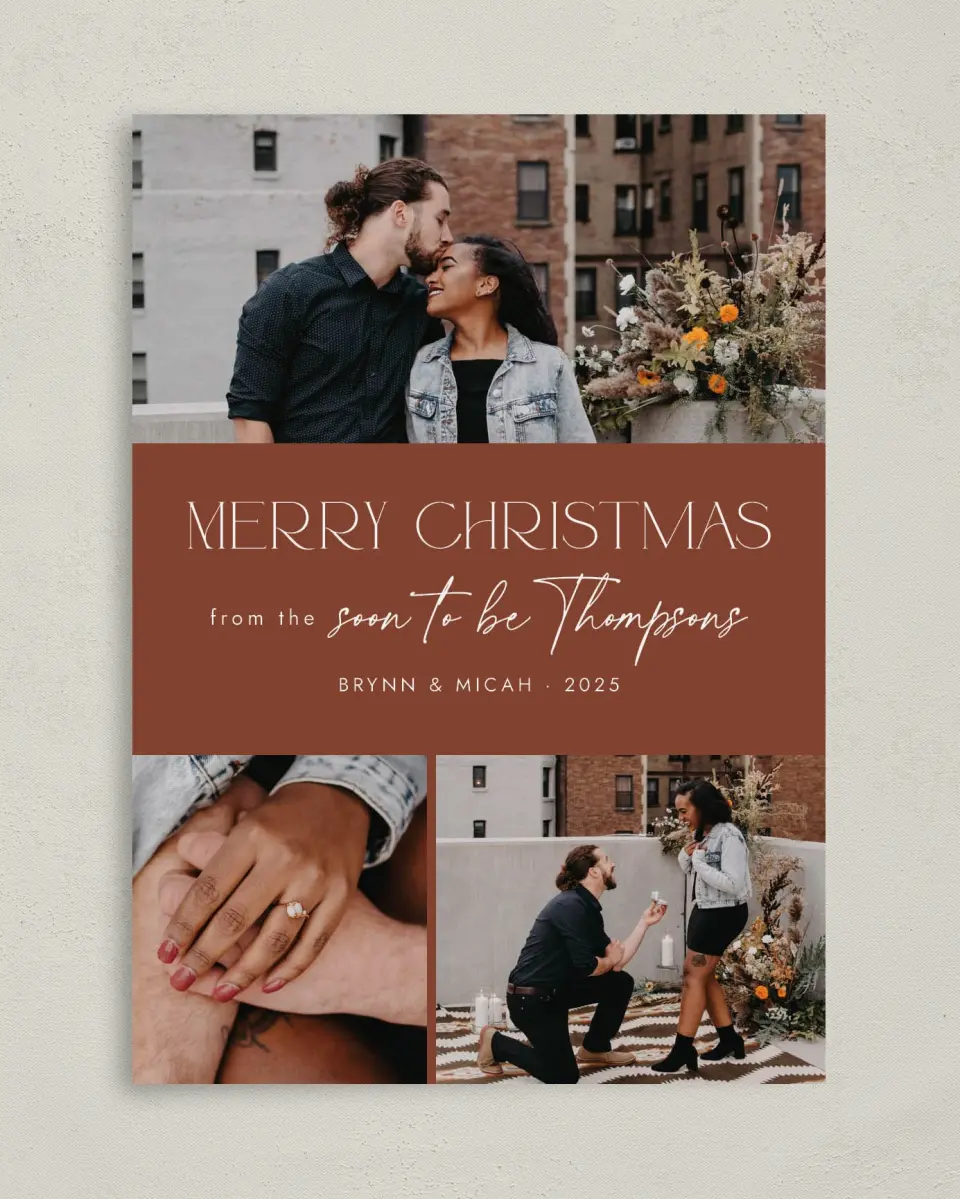 This is a 5" x 7" Christmas Card called Soon to Be printed in full color on Premium Smooth paper
