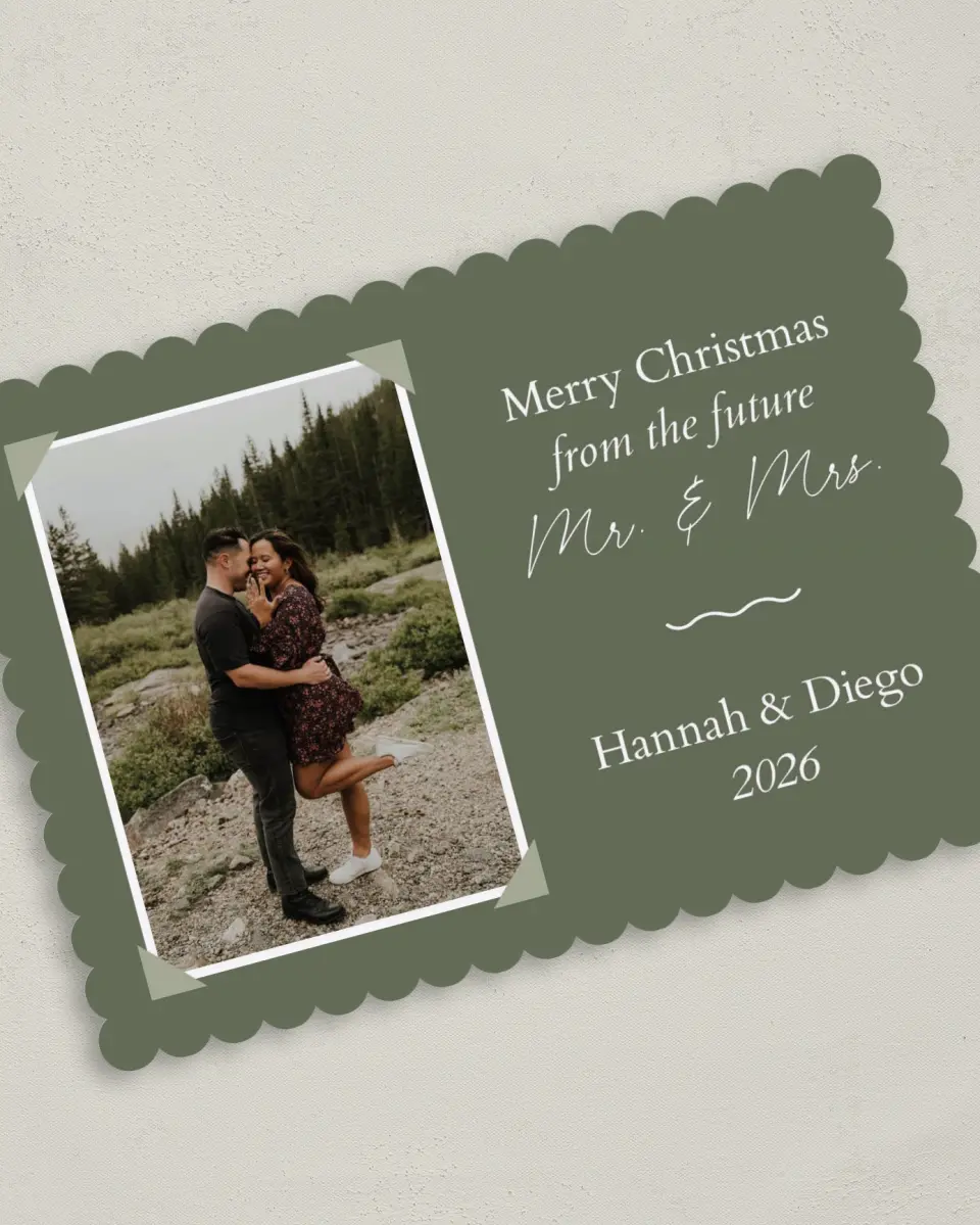This is a 5" x 7" Christmas Card called Framed Future printed in full color on Premium Smooth paper on Premium Smooth paper on Premium Smooth paper