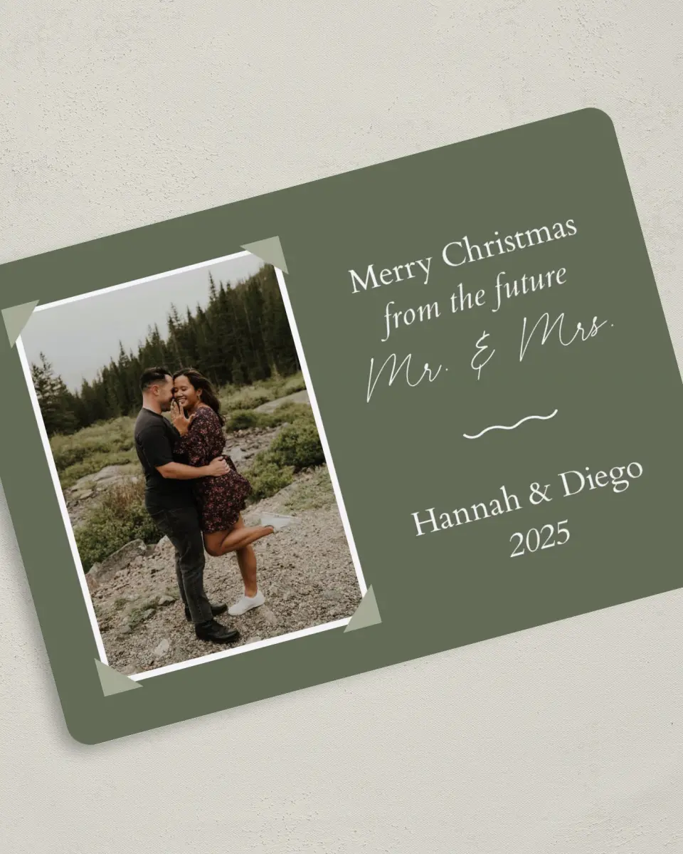 This is a 5" x 7" Christmas Card called Framed Future printed in full color on Premium Smooth paper